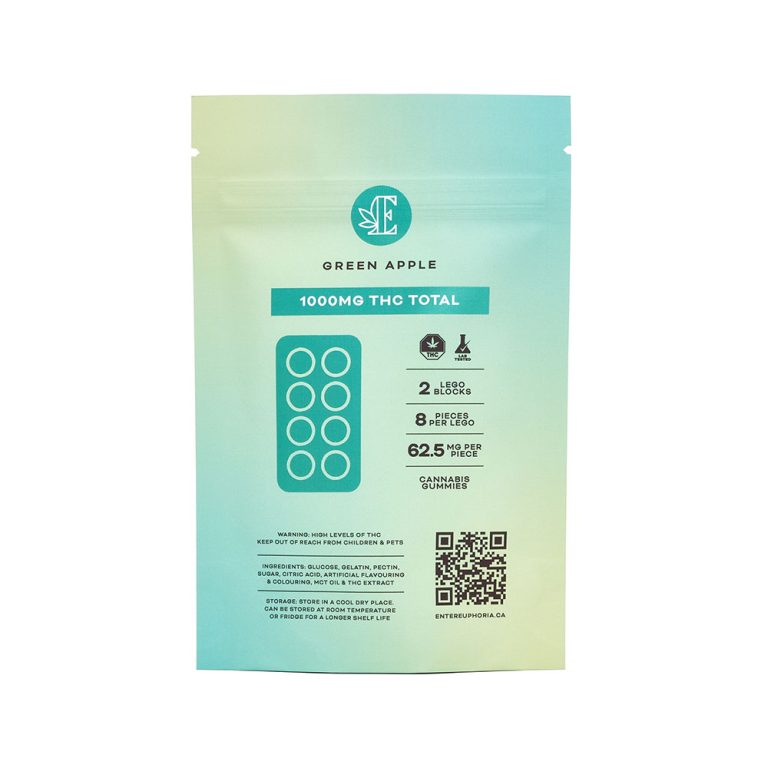 Euphoria Cannabis - Green Apple 1000mg THC Gummies - Image 2