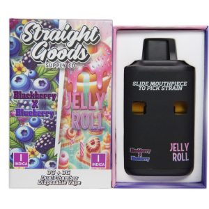 Straight Goods Supply Co. 6 Gram Dual Chamber Disposable Vapes – Blackberry x Blueberry + Jelly Roll THC Distillate