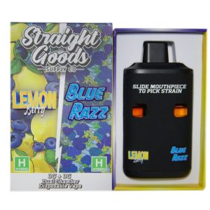 Straight Goods Supply Co. 6 Gram Dual Chamber Disposable Vapes – Lemon Berry + Blue Razz THC Distillate