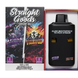 Straight Goods Supply Co. 6 Gram Dual Chamber Disposable Vapes – Space Dawg + Violator THC Distillate
