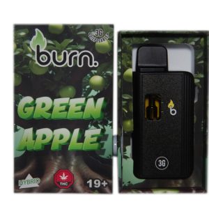 Burn 3mL Disposable Vapes – Green Apple THC Distillate