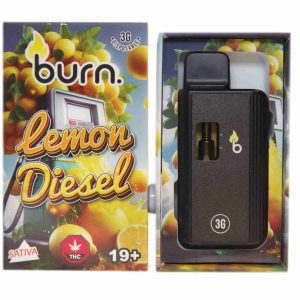Burn 3mL Disposable Vapes – Lemon Diesel THC Distillate