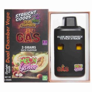 Straight Goods Supply Co. 6 Gram Dual Chamber Disposable Vapes – Gas + Melon Lychee THC Distillate