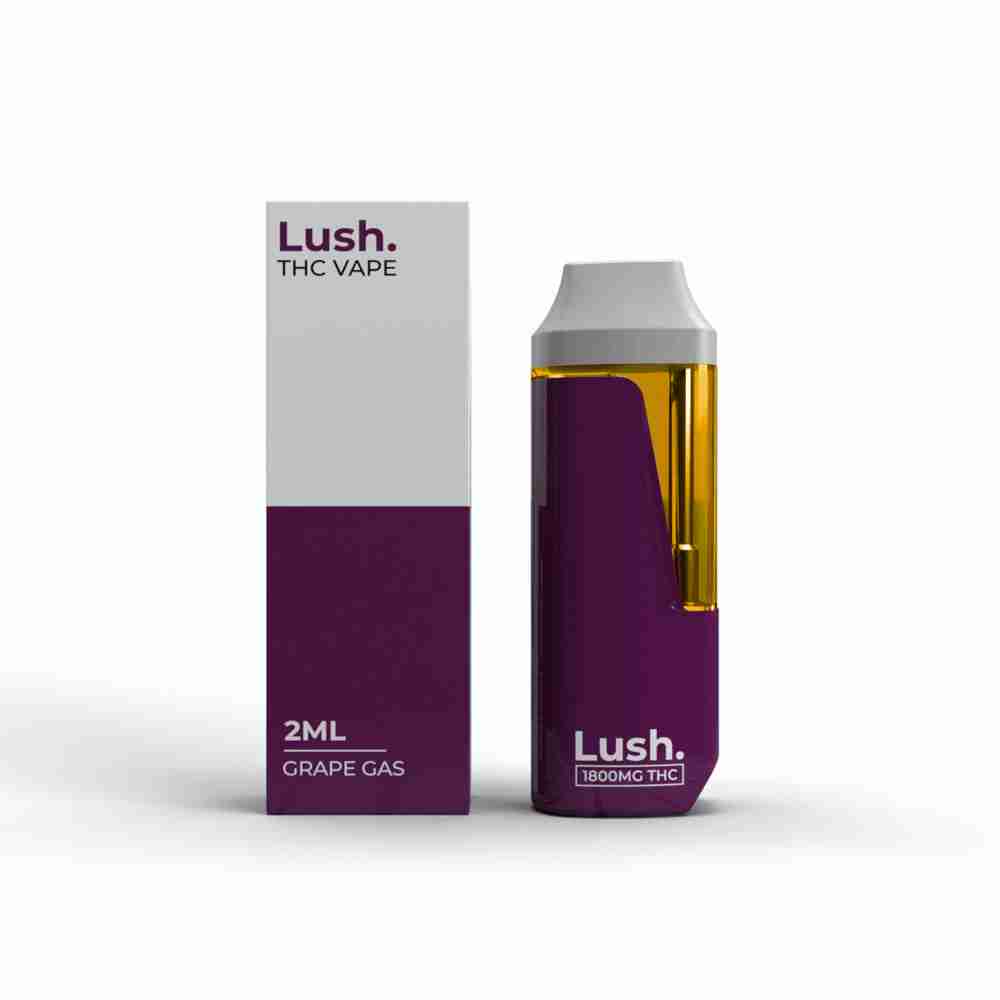 LUSH 2ml Disposable Vapes – Grape Gas (Hybrid) THC Distillate