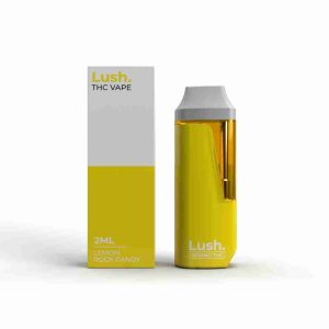 LUSH 2ml Disposable Vapes – Lemon Rock Candy (Hybrid) THC Distillate