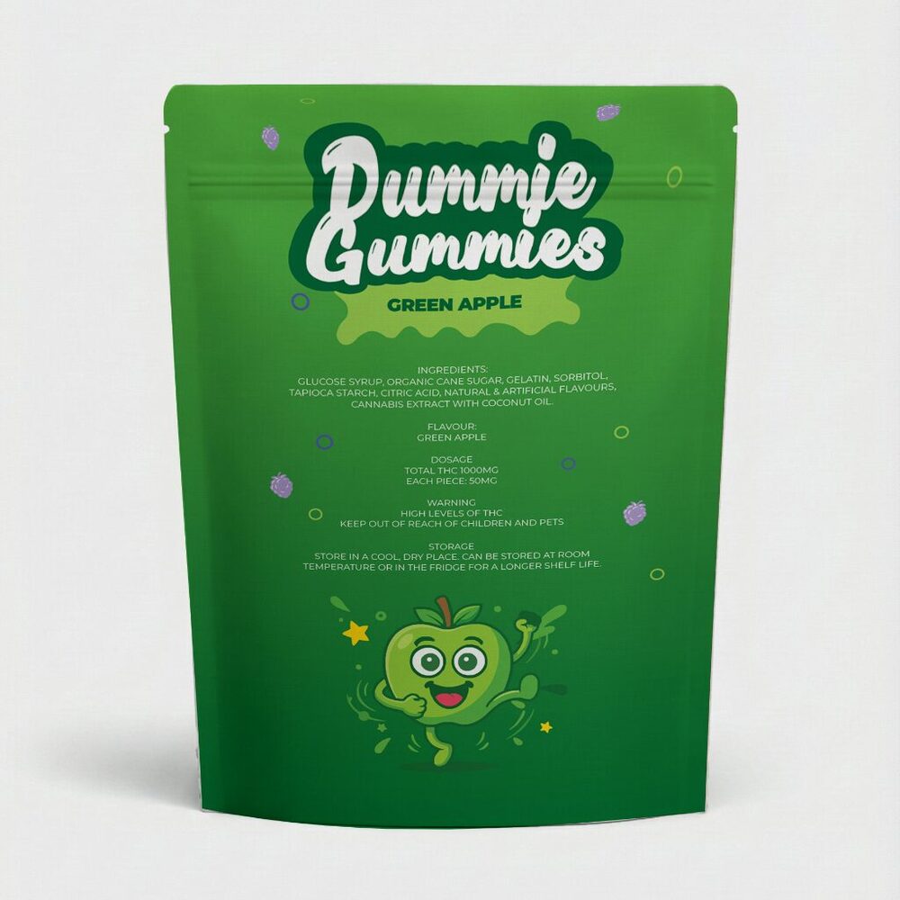 Dummie Gummies - Green Apple 1000mg THC Gummies - Image 2