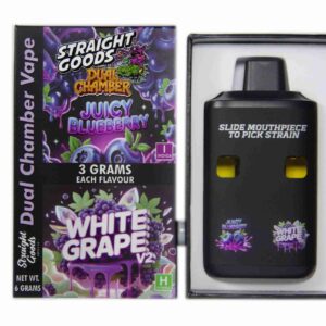 Straight Goods Supply Co. 6 Gram Dual Chamber Disposable Vapes – Juicy Blueberry + White Grape v2 THC Distillate