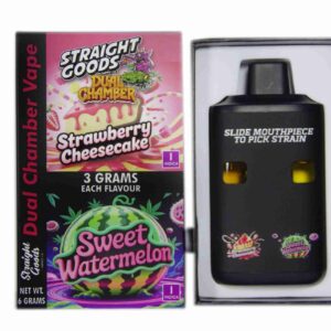 Straight Goods Supply Co. 6 Gram Dual Chamber Disposable Vapes – Strawberry Cheesecake + Sweet Watermelon THC Distillate