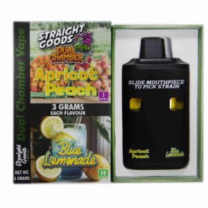 Straight Goods Supply Co. 6 Gram Dual Chamber Disposable Vapes – Apricot Peach + Blue Lemonade THC Distillate