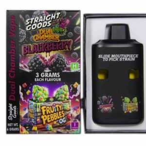 Straight Goods Supply Co. 6 Gram Dual Chamber Disposable Vapes – Blackberry + Fruity Pebbles OG THC Distillate