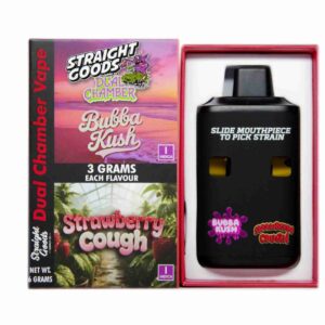 Straight Goods Supply Co. 6 Gram Dual Chamber Disposable Vapes – Bubba Kush + Strawberry Cough THC Distillate