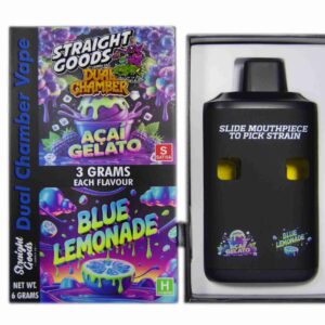 Straight Goods Supply Co. 6 Gram Dual Chamber Disposable Vapes – Acai Gelato + Blue Lemonade THC Distillate