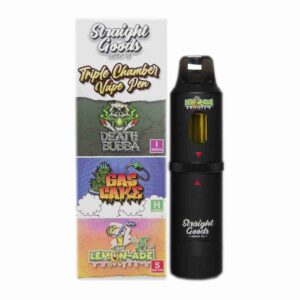 Straight Goods Supply Co. 9 Gram Triple Chamber Disposable Vapes – Death Bubba + Gas Cake + Lemonade THC Distillate