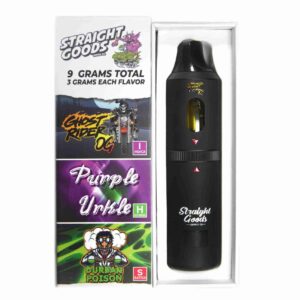 Straight Goods Supply Co. 9 Gram Triple Chamber Disposable Vapes – Ghost Rider OG + Purple Urkle + Durban Poison THC Distillate