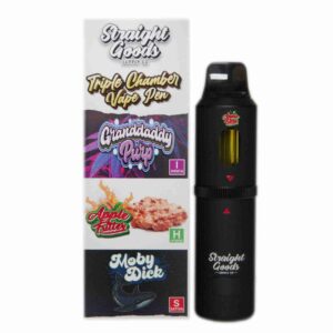 Straight Goods Supply Co. 9 Gram Triple Chamber Disposable Vapes – Grand Daddy Purple + Apple Fritter + Moby Dick THC Distillate