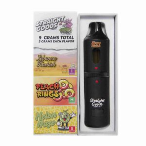 Straight Goods Supply Co. 9 Gram Triple Chamber Disposable Vapes – Lebanese Hashish + Melon Haze + Peach Rings THC Distillate