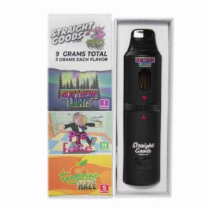 Straight Goods Supply Co. 9 Gram Triple Chamber Disposable Vapes – Northern Lights + Tangerine Haze + Pie Face THC Distillate
