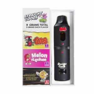 Straight Goods Supply Co. 9 Gram Triple Chamber Disposable Vapes – Gas + Golden Tangie + Melon Lychee THC Distillate