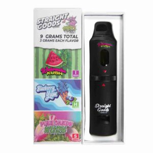 Straight Goods Supply Co. 9 Gram Triple Chamber Disposable Vapes – Watermelon Kush + Blueberry Yum + Pink Candy Kush THC Distillate