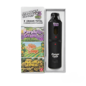 Straight Goods Supply Co. 9 Gram Triple Chamber Disposable Vapes – Purple Grape + Pineapple Express + Jaffa Orange THC Distillate